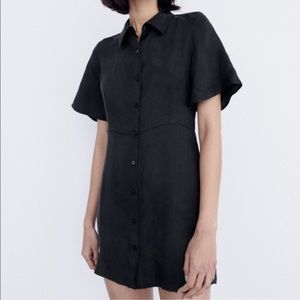 NWT ZARA Button Down Slate Grey Shirt Dress